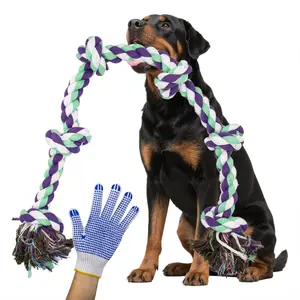 Tug of War Rope Toy for Extra Large Dogs – 42 Inch Long 6 Knot XL Heavy Duty, Indestructible Pull Toy for Big Giant Extreme Aggressive Chewers and Medium Breeds, Strong/Tough/Durable Cotton