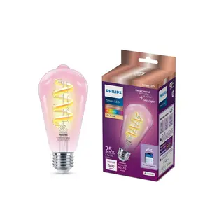 Philips Smart 40W Clear Color Filament ST19 1P: LED Light Bulb Dimmable HomeKit Compatible 13.7-Year Life E26 Base