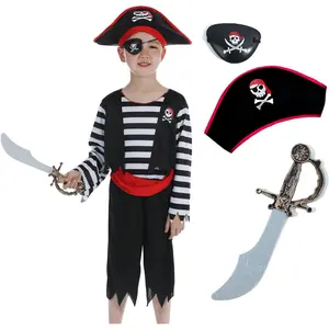 Leadtex Children's Pirate Costume Suit for Toddlers and Boys Girls with Pirate Accessories,Cosplay Dress Up Set for Halloween Glow-In-The-Dark Unisex Skeleton Costume