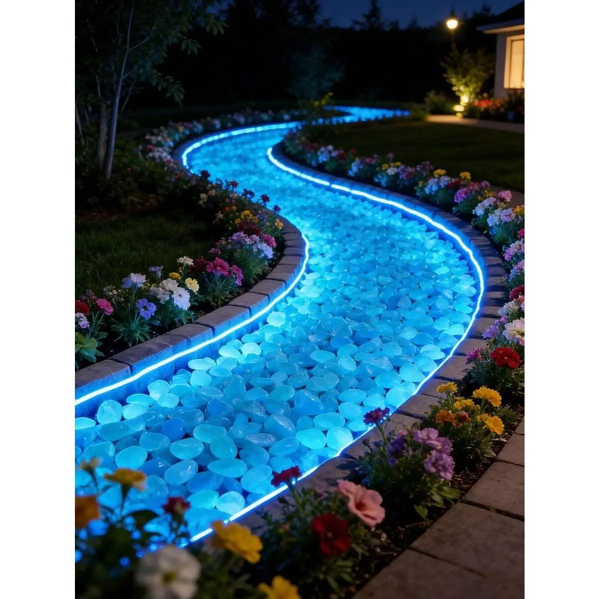 Outdoor Glow Stones - DIY Glow Rocks Pathway Decoration Pebbles, Outdoor Gardening Supplies with Multiple Packs (10/100/300/500pcs, Options Vary)
