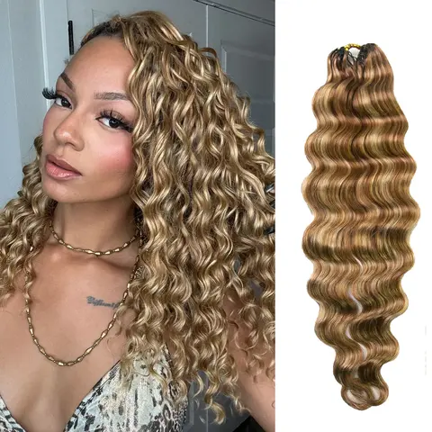 YWIGS Brown Crochet Human Hair for Miracle Knots Boho Braids #4/27/30, #27/30/613 Blend Color Crochet Hair Pre-Separated Loose Deep Wave Crochet Hair Human Hair #TikTokShopFallDealsForYou