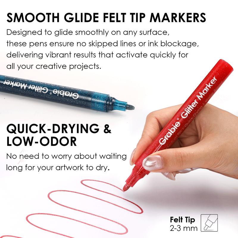 [Flash Sale] Grabie Iridescent Glitter Acrylic Paint Marker Set Of 24 acrylic pen, Art Drawing, HolidayHaul