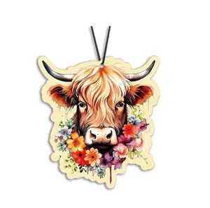 Highland Cow Air Freshener – Full Floral Face | Statement Car Charm