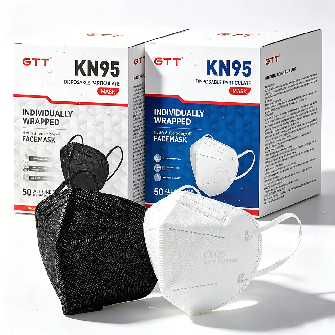KN95 Face Masks Disposable Adults 50/100pcs, Individually Wrapped, 5-Layer Protection Dust Breathable Comfortable Respirator 3D Stereo Design Masks, Black And White, Suitable for Daily Commuting