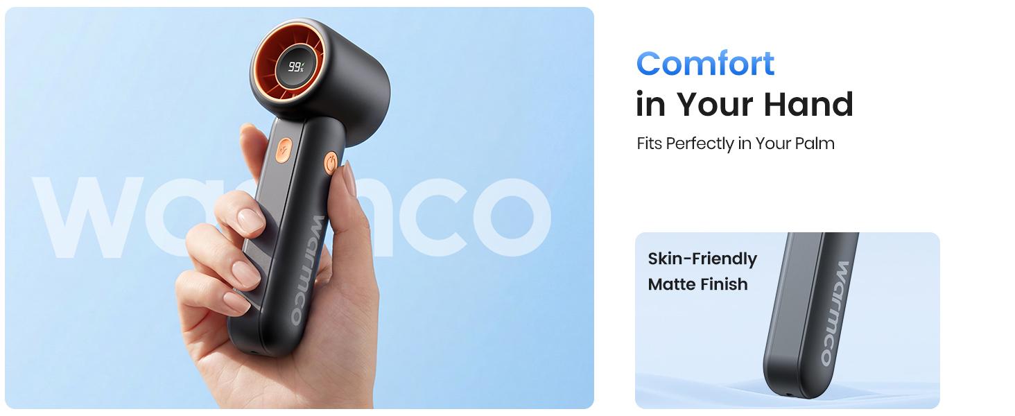 Warmco 15000RPM Turbo Fan, 5000mAh Portable Handheld Fan Rechargeable, High Speed Mini Personal Fan with 5 Speeds and LED Display. USB-C Battery Powered Desk Fan for Office, Travel, Outdoor Camping and Makeup