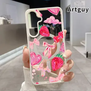 Magnetic Phone Case Compatible with Samsung Galaxy S24 Plus S25 S23 FE S22 Ultra S22+ Sweet Pink Delight Pattern Acrylic Back TPU Edges Shockproof Ultra Thin Mobile Phone Cover Gift for Boy
