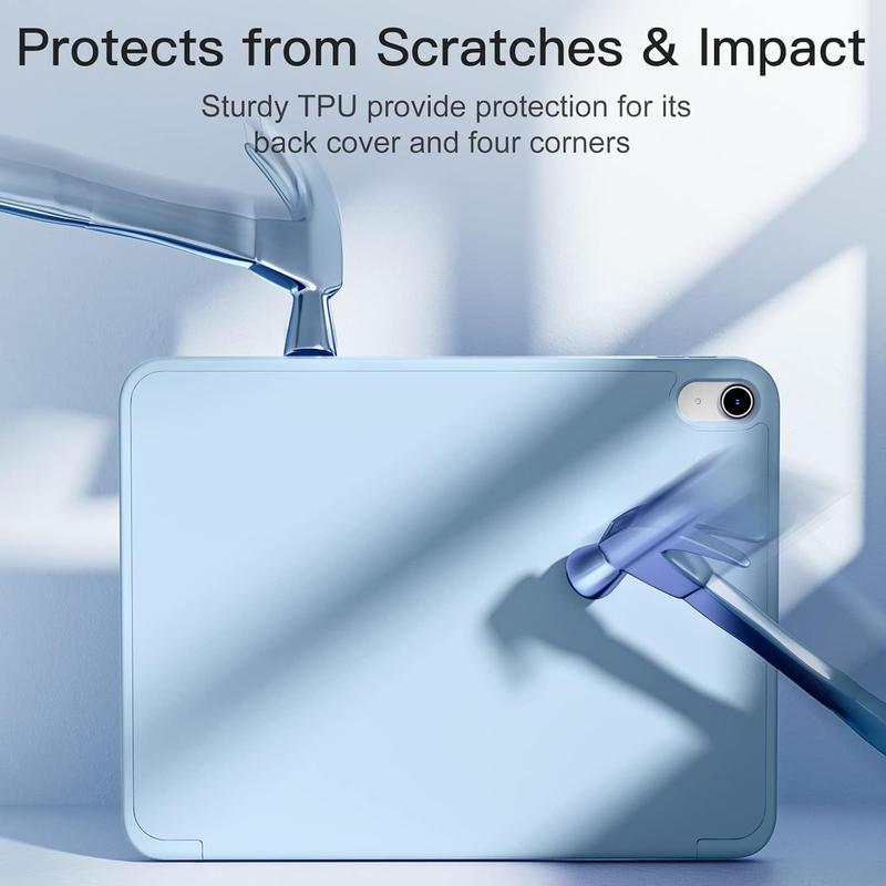 Case for iPad (A16) 11 Inch 2025/iPad 10th Generation 10.9 Inch 2022, Slim Trifold Stand Protective Cover with Pencil Holder and Soft TPU Back,Support Auto Sleep/Wake (Sky Blue)