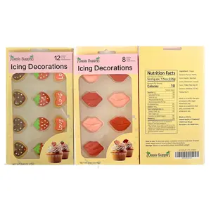 Valentine Cake Decorations - Mother's Day Edible Icing Decorations - Valentine's Day Candy Hearts Topper, Lips, Love, Heart, & Strawberry, 20 count