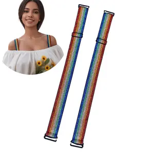 Moly Story Summer Fashion Decor Colorful Rainbow Decorative Bra Straps Replacement for Strapless Bra, 1 inch Wide Lingerie Straps for Dress
