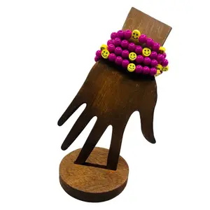 Be Happy (1pc) Magenta Smiley Beaded Bracelet