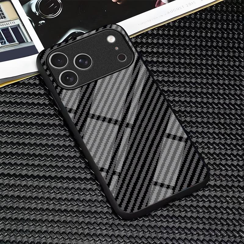 for iPhone 17/16/15/14/13/12/11 air/pro/promax/plus Carbon fiber texture mirror mobile phone case glass case 995