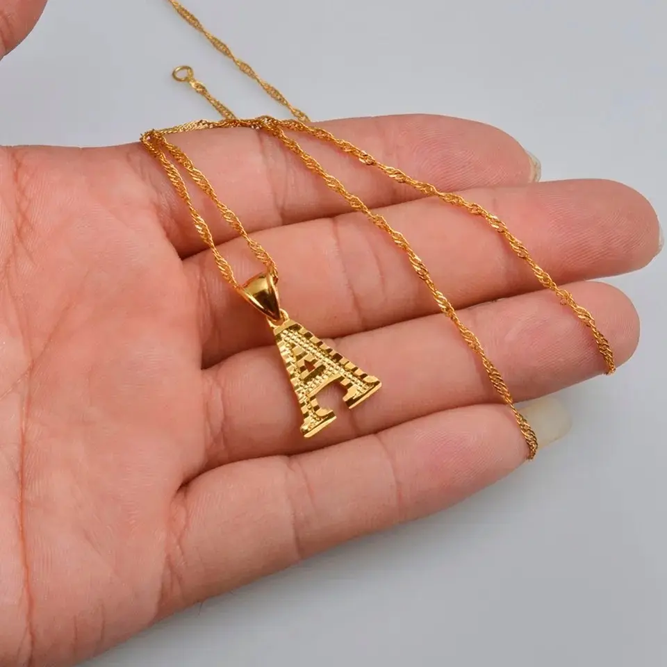 A-Z Gold Plated Thin Letter Necklace 16inch/18inch/24inch  Elegant Delicate Letters High-Quality Materials Non-Fading Personalized Fashion Accessory