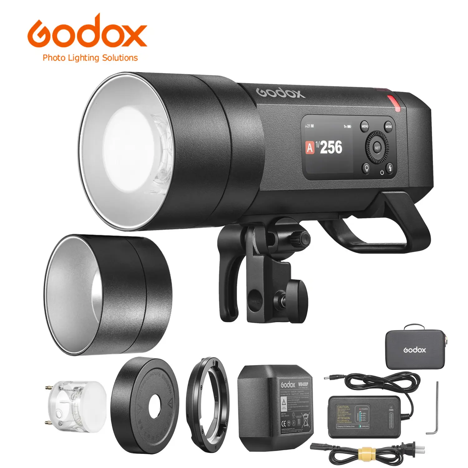 GODOX AD400 Pro II Outdoor Flash - 2.4G TTL, 1/8000 HSS, 400Ws, 21.6V/2600mAh Battery, 0.01-1s Recycle, 460 Full Power Flashes, Compatible with Canon Sony Nikon Fuji Olympus Panasonic Cameras, Photographic Kit Accessories, 2.4Ghz Godox X System, Fine Powe