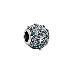 PANDORA Teal Pave Daisy Flower Charm 798797C01