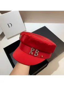 2026 Fashion Beret Women's Rhinestone Short Brim Duckbill Hat Spring New Silk Satin Cap Glossy Flat Top Newsboy Hat