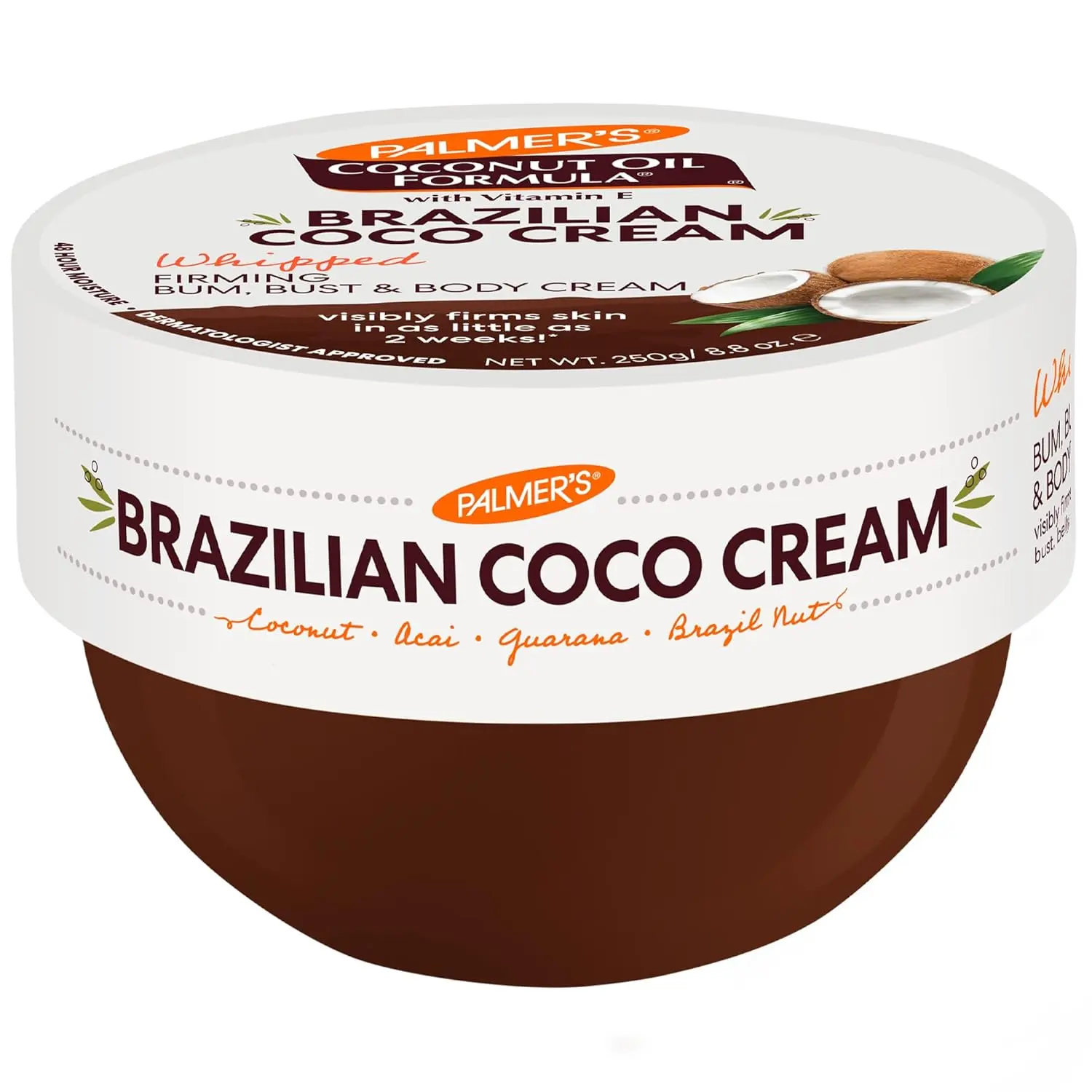 Firming Body Cream, Brazilian Coco Coconut Oil Formula (8.8 Fl Oz) | Whipped Bum, Bust & Body Cream, Helps with Skin Tightening, Firming, Guarana, Acai+Brazil Nut, Deep Hydration, 48hr Moisture