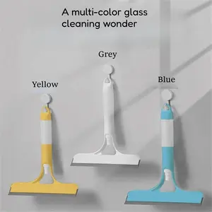 Glass Squeegee for Windows & Shower Multi Color Wall Mountable Window Cleaner Tool with Suction Cup Holder Durable Glass Cleaning Wiper for Bathroom Kitchen & Car