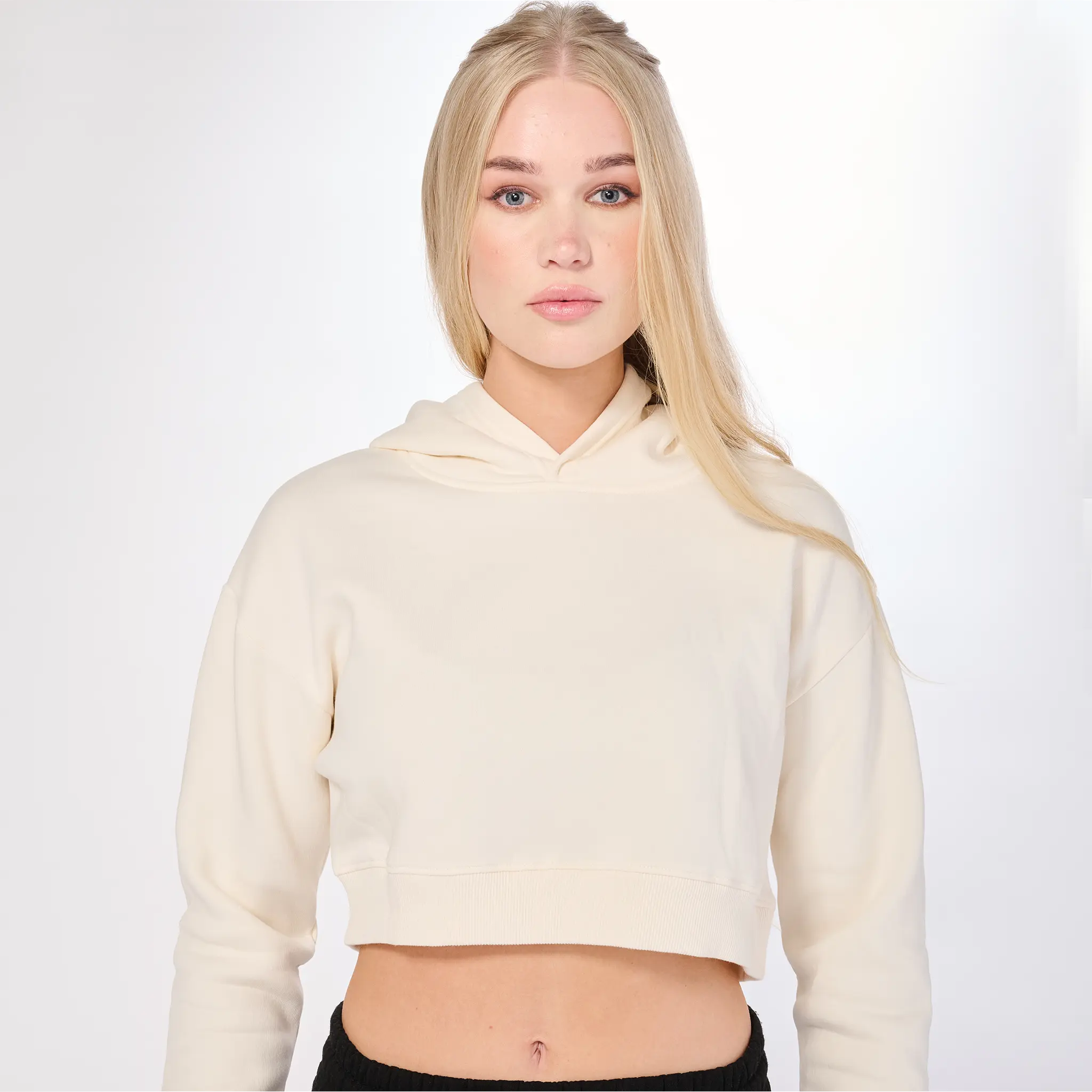 Axism Women's Crop Hoodie 5102 Fleece Soft Cotton Pullover Casual Comfortable Long Sleeve Machine Washable Regular Fit - Fabric, Fleece