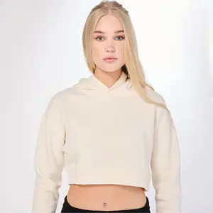 Axism Women's Crop Hoodie 5102 Fleece Soft Cotton Pullover Casual Comfortable Long Sleeve Machine Washable Regular Fit - Fabric, Fleece