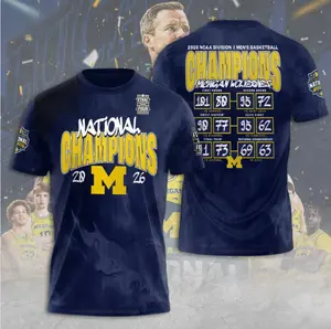 Michigan Basketball 2026 National Champions 3D Tee