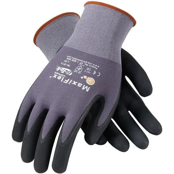 MaxiFlex Seamless Knit Nylon Gloves with Nitrile Coat and Micro Foam Grip on Palm and Fingers Cut Resistance