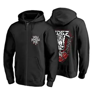 WWE Randy Orton RKO 3D Zip Hoodie - You Know Me Skull Rose Graphics - Unisex Street Casual Fall Winter Spring - Oversized Comfort Fan Merch - Men Women Wrestling Sportswear Jacket