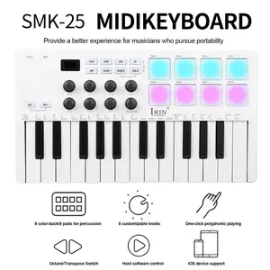 IRIN Portable USB MIDI Keyboard Controller with RGB Pads - Compact MIDI Pad for Music Creation Beat Making Home Studio & On-the-Go