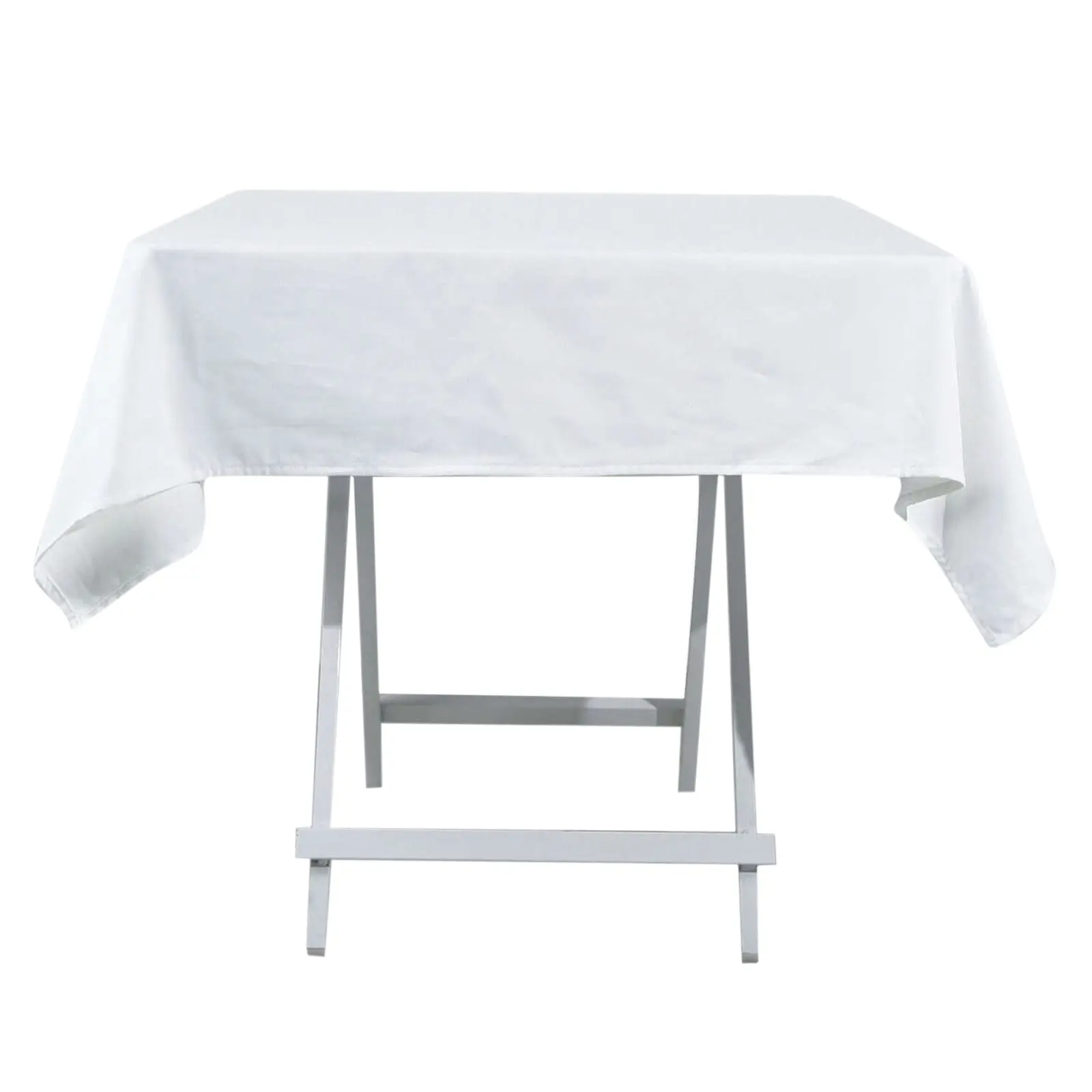 54"x54" 100% Cotton Linen Square Outdoor Tablecloth - White, Breathable, Soft, Washable, Sophisticated Table Cover for Birthday, Wedding Use