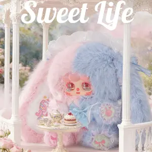 Migo Rose Tea Party Theme 600% Large Plush Doll Blind Box Soft Fluffy Stuffed Toy Cute Collectible Action Figure Desktop Ornament Surprise Mystery Box Birthday Holiday Gift For Fans Girls Collectors Decoration Gift