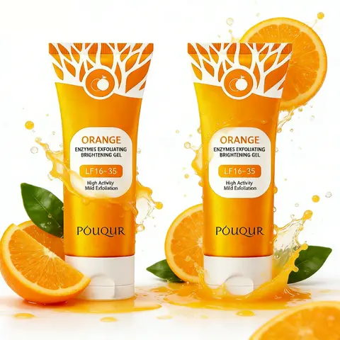 Orange Enzyme Exfoliating Gel - 1pc Alcohol-Free Mild Natural Fresh Citrus Face & Body Scrub, Gentle Deep Cleanser, Exfoliate + Hydrate Treatment, All Skin Types Care for Youthful Look (24-Month Shelf Life, Weekly Use Ideal)