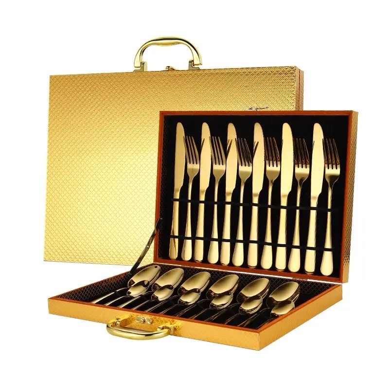 High-End 24-Piece Tableware Set, Including Dinner Plates, Plates, Bowls, Forks, and Utensils for Home Dinners