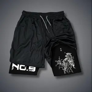 [Vtg90s] Double-Layer Sports Shorts Graphic Shorts Black Shorts Camo Shorts Streetwear Shorts Men Outfits Men Short Shorts Vacation Outfits Shorts