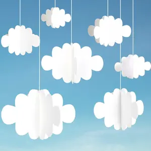 10 3d Cloud Decorations - White Hanging Clouds For Ceiling  Party Ornaments Wedding Room Baptism