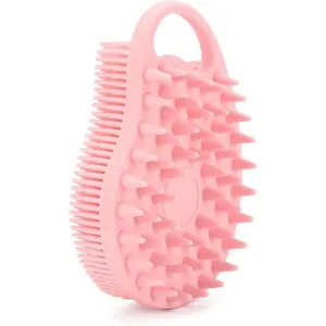 2 in 1 Silicone Body & Scalp Scrubber, Shower Brush and Shampoo Massager for Hair & Skin Care, Exfoliating Bath Brush for All Skin Types (Pink)