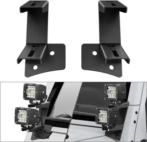 Nilight 2PCS Windshield Hinge Mounting Brackets Dual A-Pillar for Offroad LED Fog Light Work Led for 2007 2008 2009 2010 2011 2012 2013 2014 2015 2016 2017 Wrangler JK/JKU 2DR 4DR