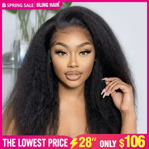 Bling Hair 13x6 Kinky Straight Lace Front Wigs Human Hair Pre Plucked 13x6 HD Transparent Frontal Wigs Real Human Hair Wig for Women SpringStatements