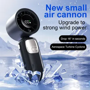 Portable Handheld Turbo Fan 5-Speed Wind Speed 3000mAh Battery Powered Intelligent Digital Display Up To 14 Hours Of Use Rechargeable Fan Equipped With Air Turbine Technology Suitable For Outdoor Activities Travel And Work