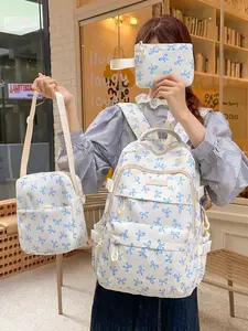 2026 New Cute Waterproof Nylon Backpack, Daypack, Large Capacity School Style High-Quality Girl's Backpack Set, All-Over Print, All Seasons