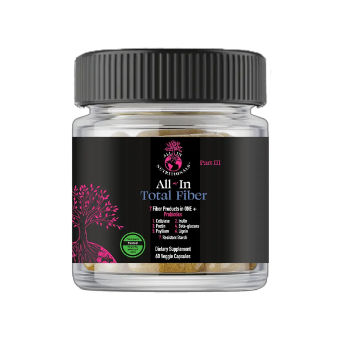 All-In Total Fiber - Dietary Capsules Supplement with all 7 fiber types and Probiotics - Digestive Healthcare Support