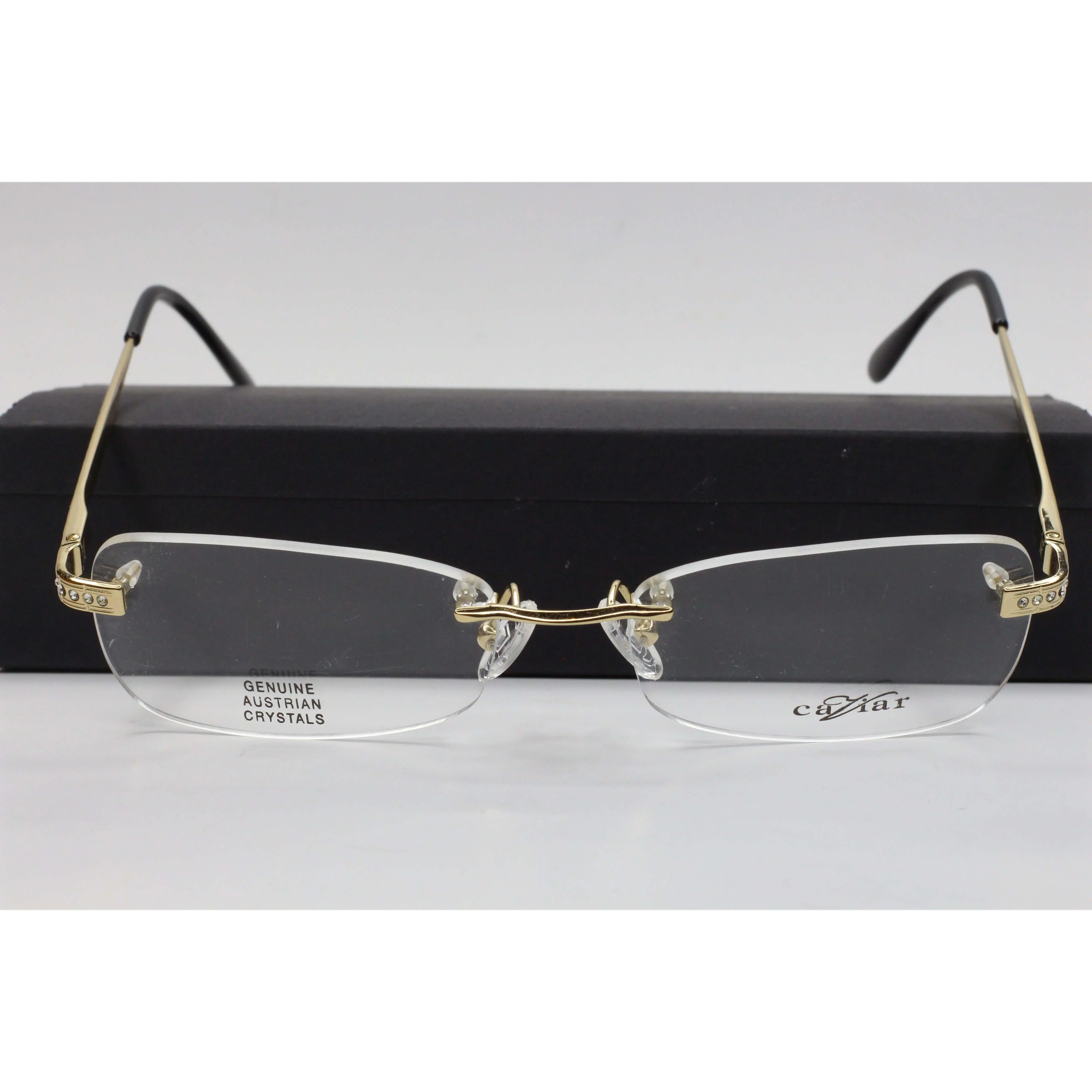 Caviar M2309 C21 Gold Austrian Crystals Rimless Luxury Eyeglasses -Wo