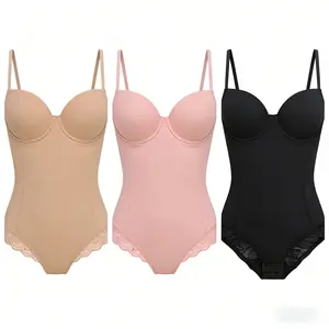 2026 New Deep V-Neck Bodysuit with Built-in Bust Support — Women's Shapewear & Yoga Base Layer, Adjustable Straps, Slim-Fit Yoga Style S-XL