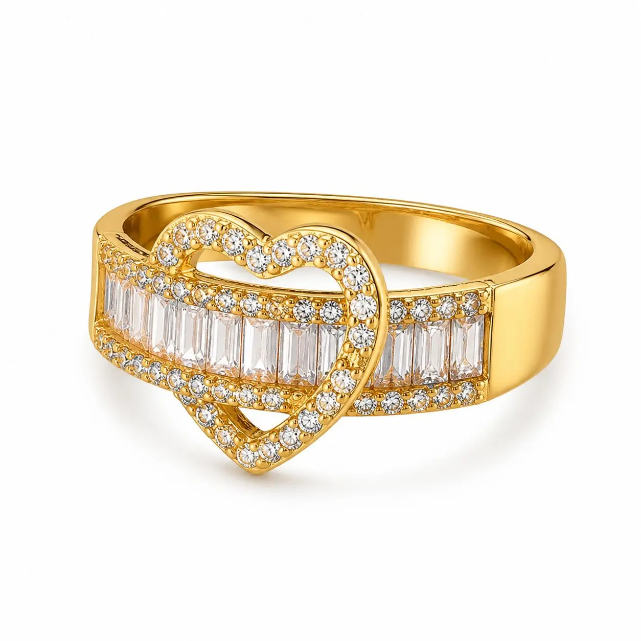 Women's 925 Sterling Silver 14K Gold-Plated Open Heart Ring - Skin-Friendly, Rust-Proof, Cubic Zirconia Inlaid, Ideal for Anniversary, Birthday Gifts summerwins hostess boho Locket Picture Ring