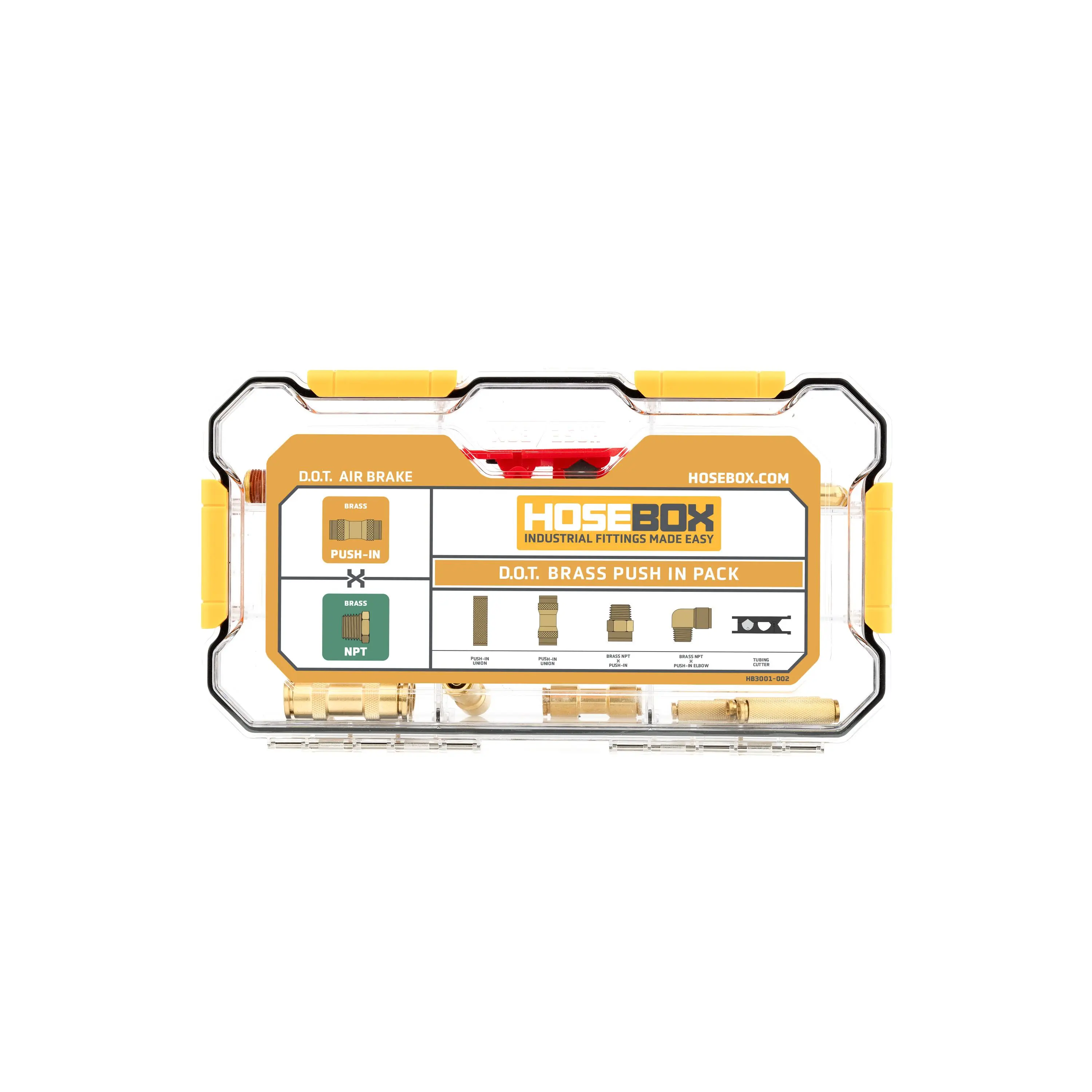 Hosebox D.O.T. Brass Push-In Fittings Pack - High-Quality Brass Fittings for Reliable Brake Line & Hydraulic System Repairs