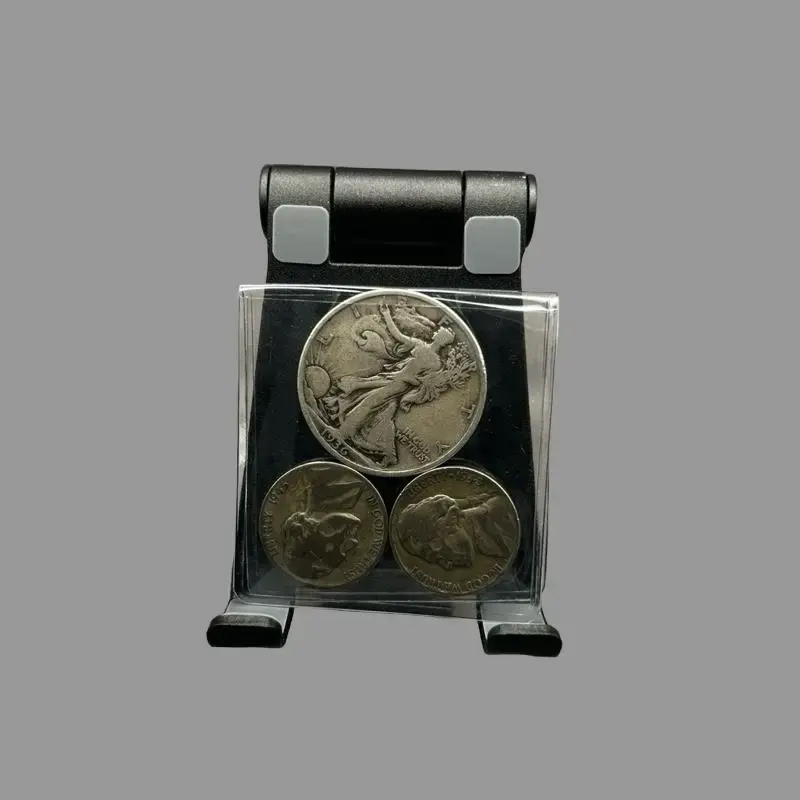 SilverVaultCo Walker Stack- 90% Walker Half Dollar, 2 1942-1945 WWII War Nickels, Collectable Non-Circulating US Coins Encased in Protective Coin Flip with SilverVaultCo Label