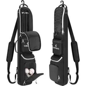 GOBUROS Baseball Bat Bag for 3-4 Baseball Bats, Bat Bag with Fence Hook and Adjustable Shoulder Strap, Suit for Baseball, Softball, T-ball Bat