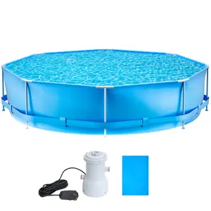 Above Ground Pool Swimming Pool with 10FTx 30In Round Metal Frame 981 Gallons Power Steel Filter Pump forFamily-24 in Deep Water