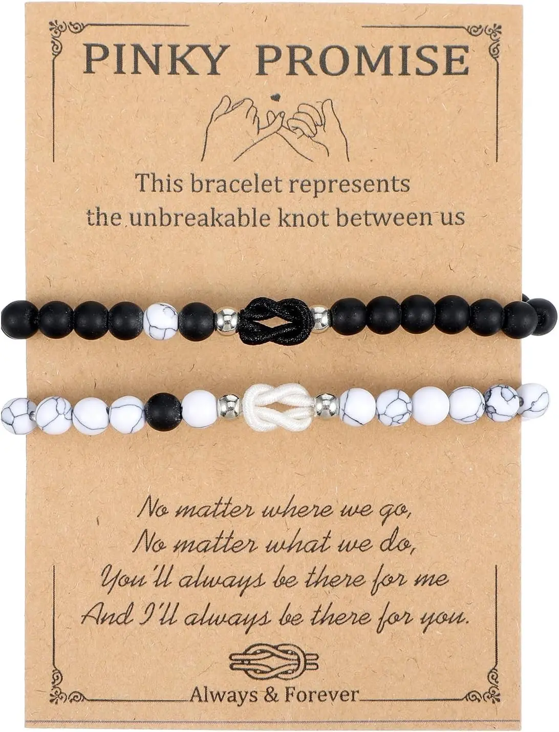 2pcs Matching Bracelets for Couples - Love Cross Knot Bracelet, Always and Forever Long Distance Relationship Gifts, Valentines Anniversary Christmas Gifts for Girlfriend Boyfriend