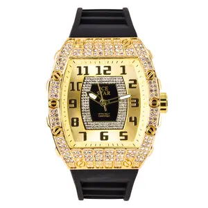 Men's 41mm Tonneau Bezel Watch – Quartz Movement with Silicone Band