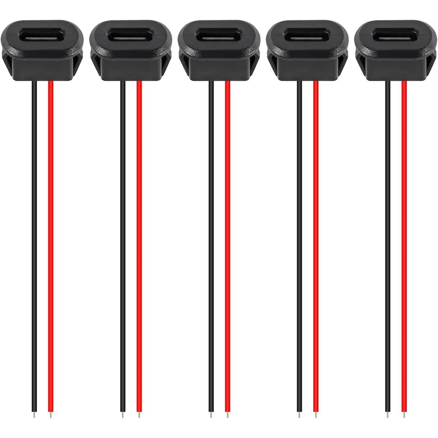 5PCS Type-C Female Chassis 2 Pin Type-C Female Socket Connector Waterproof Jack Charging Port with Card Buckle 3A B-C Charger Plug Socket
