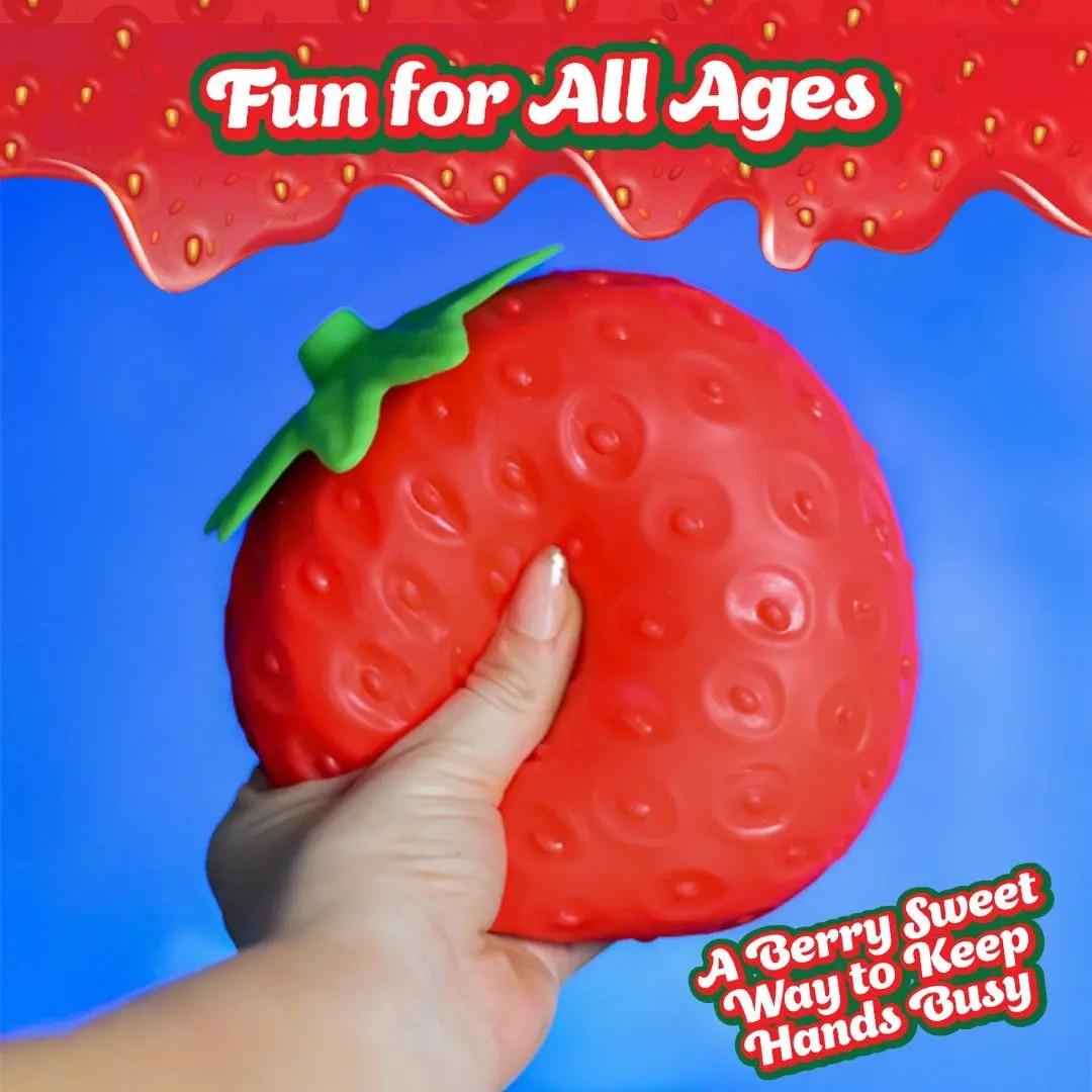 Toymendous Squeeze Strawberry - Extra Large 4" Squishy Stress Ball for Adults & Kids 3+ - Fruity Fidget Toy for Stress Relief & Sensory Play - Safe & Durable Non-Toxic Material Toymendous Squeeze Strawberry - Extra Large 4" Squishy Stress Ball for Adults & Kids 3+ - Fruity Fidget Toy for Stress Relief & Sensory Play - Safe & Durable Non-Toxic Material